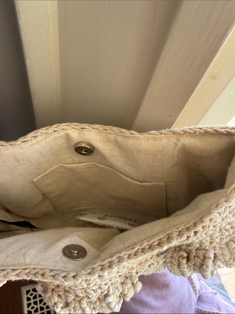 Clutchd Crochet Bubble Tote in Beige - Picture 4 of 5